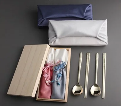 초롱 골드 2인수저세트 보자기 포장