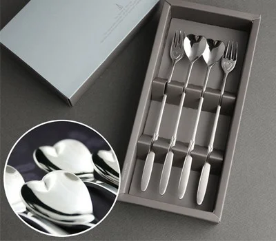 실버 엔젤하트 롱티스푼롱포크 4P