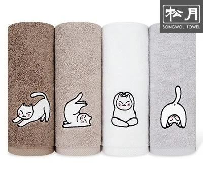 송월 요가하는고양이 수건 150g