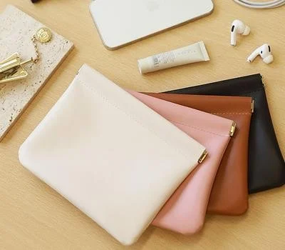 모모카멜 PU 자동 닫힘 파우치 대형